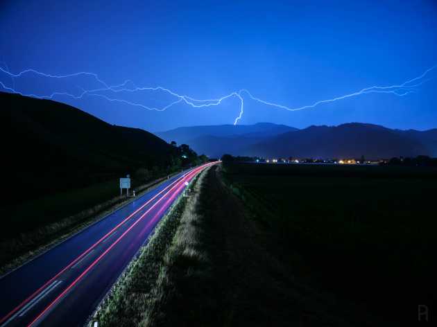 Thunderstorm over the mountain Kandel, August 2020